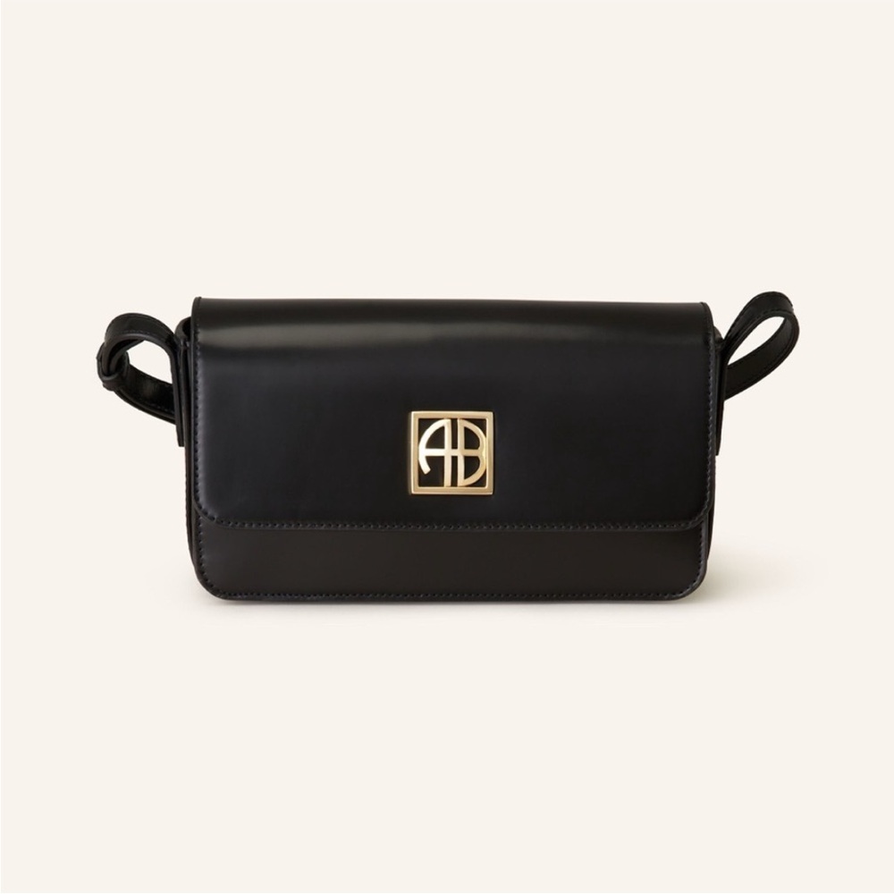 NEW Anine Bing Elly Crossbody Shoulder Bag Purse Black Leather Gold hardware